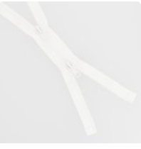 A 100cm medium weight white plastic 2-way open-end zipper.