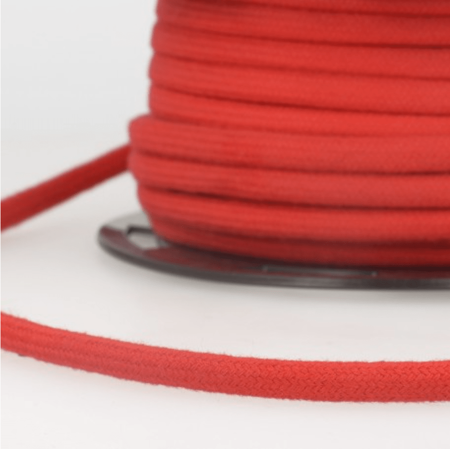 Red 4mm cotton cord wound on a spool.
