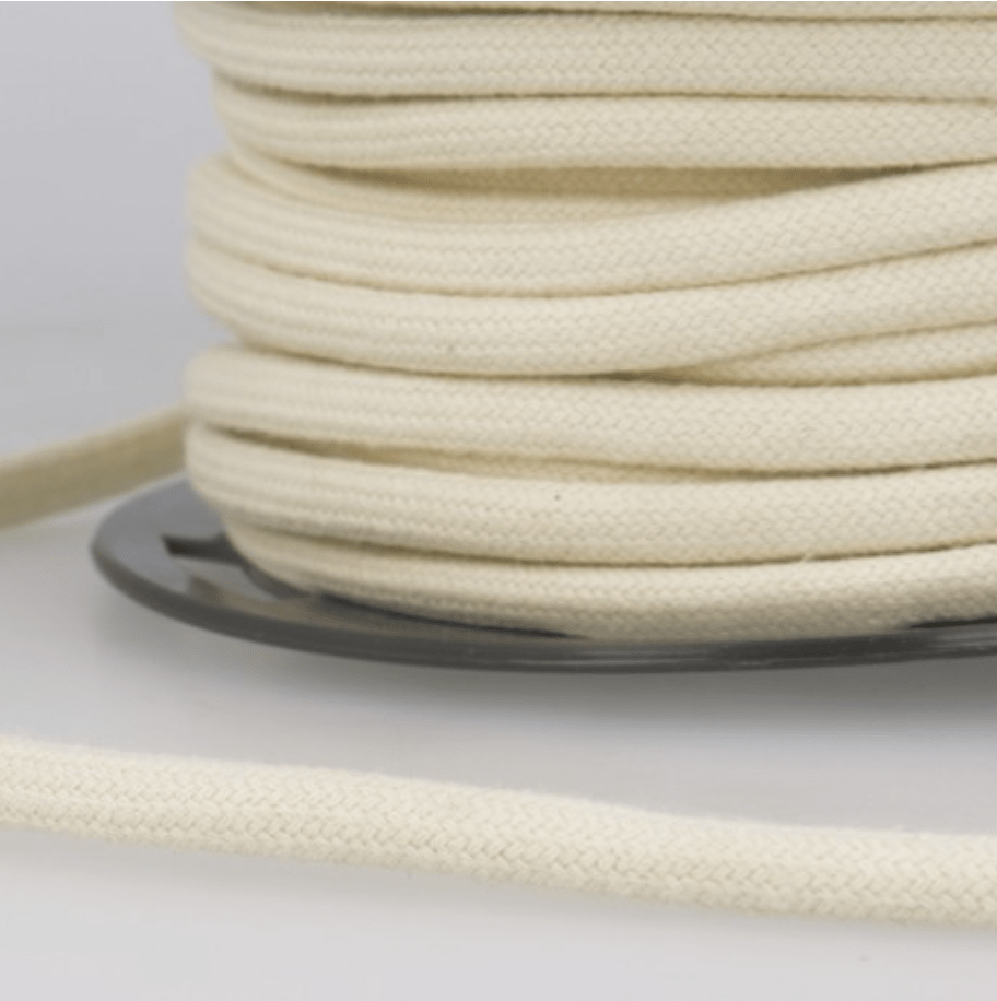Rolled beige 4mm 100% cotton craft cord.