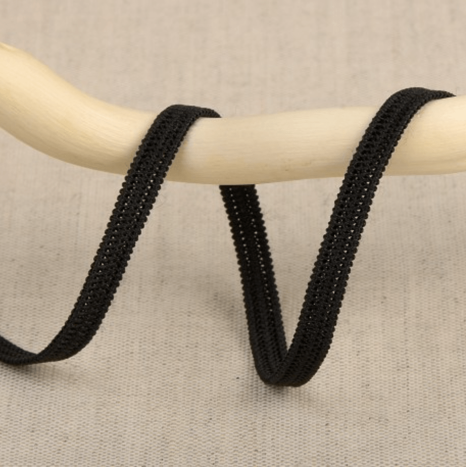 Black elastic ribbon with a textured pattern.