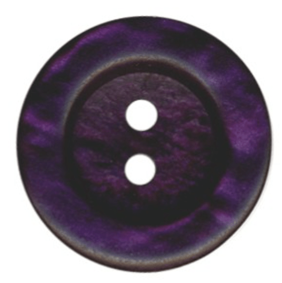Purple polyester button with two holes.