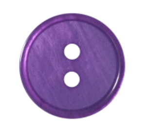 Galedi 12mm polyester button with two holes and a ring edge.