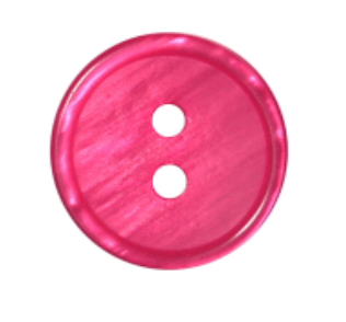 Galedi 12mm pink polyester 2-hole button with a ring edge and mother-of-pearl look.