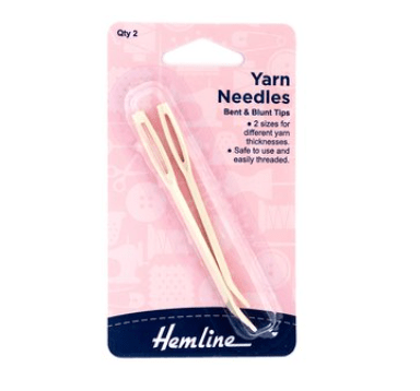 Two flexible, blunt-tipped yarn needles in packaging.