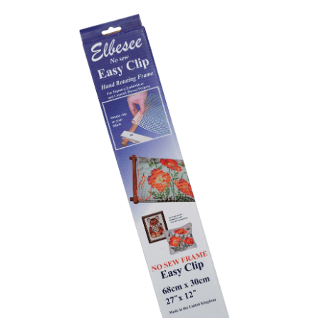 Elbesee Easy Clip hand rotating frame for tapestry and embroidery projects.