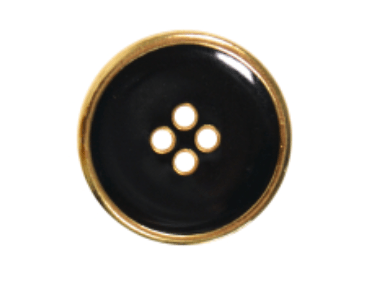 Metal 4 Hole Button with Gold Rim, 11mm/18L - Galedi Pins