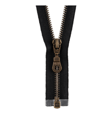 Zip: Open End: Antique Gold Metal: 45cm - Galedi Pins