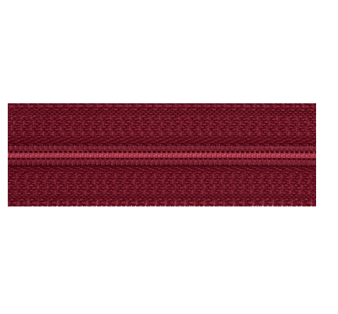 Burgundy polyester open-end zipper with a 6mm chain.