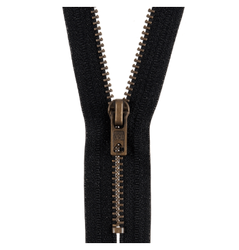 Zip: Closed End: Antique Gold Metal: 20cm - Galedi Pins
