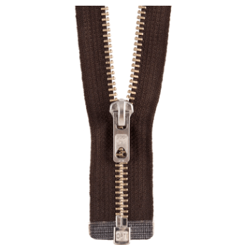 Zip: Open End: Silver/Gold Metal: 35cm - Galedi Pins