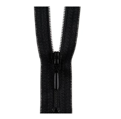 Black polyester closed-end zipper with a black slider.