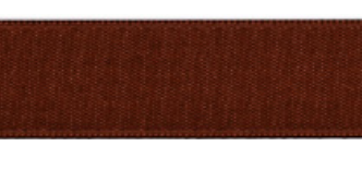 Brown double-faced satin ribbon with a textured weave.