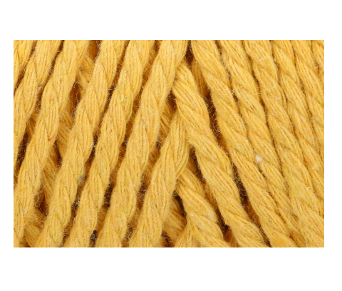 Yellow 3mm twisted crochet yarn made from recycled materials.