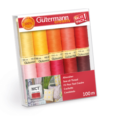 Gutermann Sew-All Thread Set – 10 Reels of 100m Sewing Thread