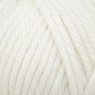 A close-up of white super chunky acrylic yarn.