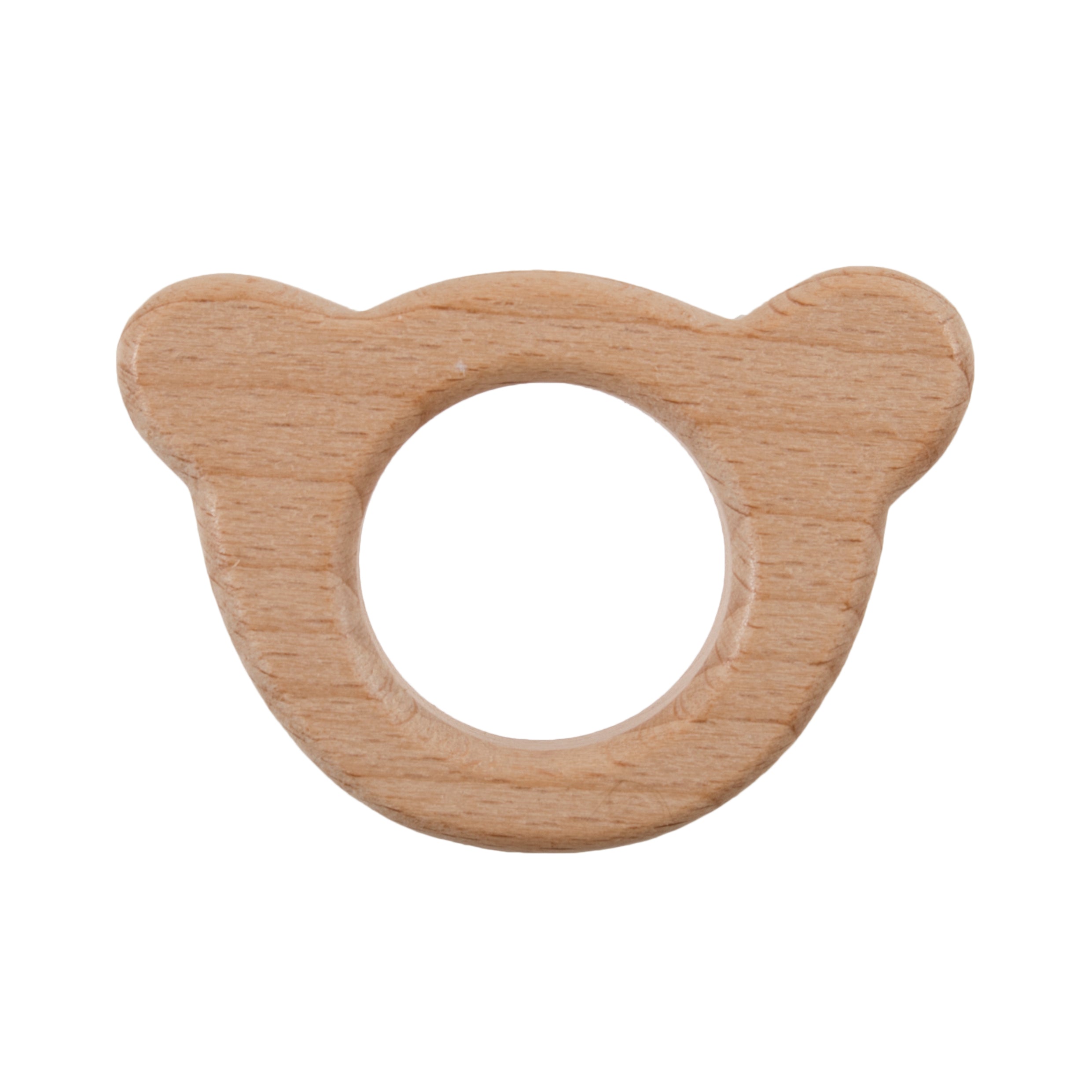 Smooth beech wood macrame craft ring in a bear head shape with a central circular cutout.