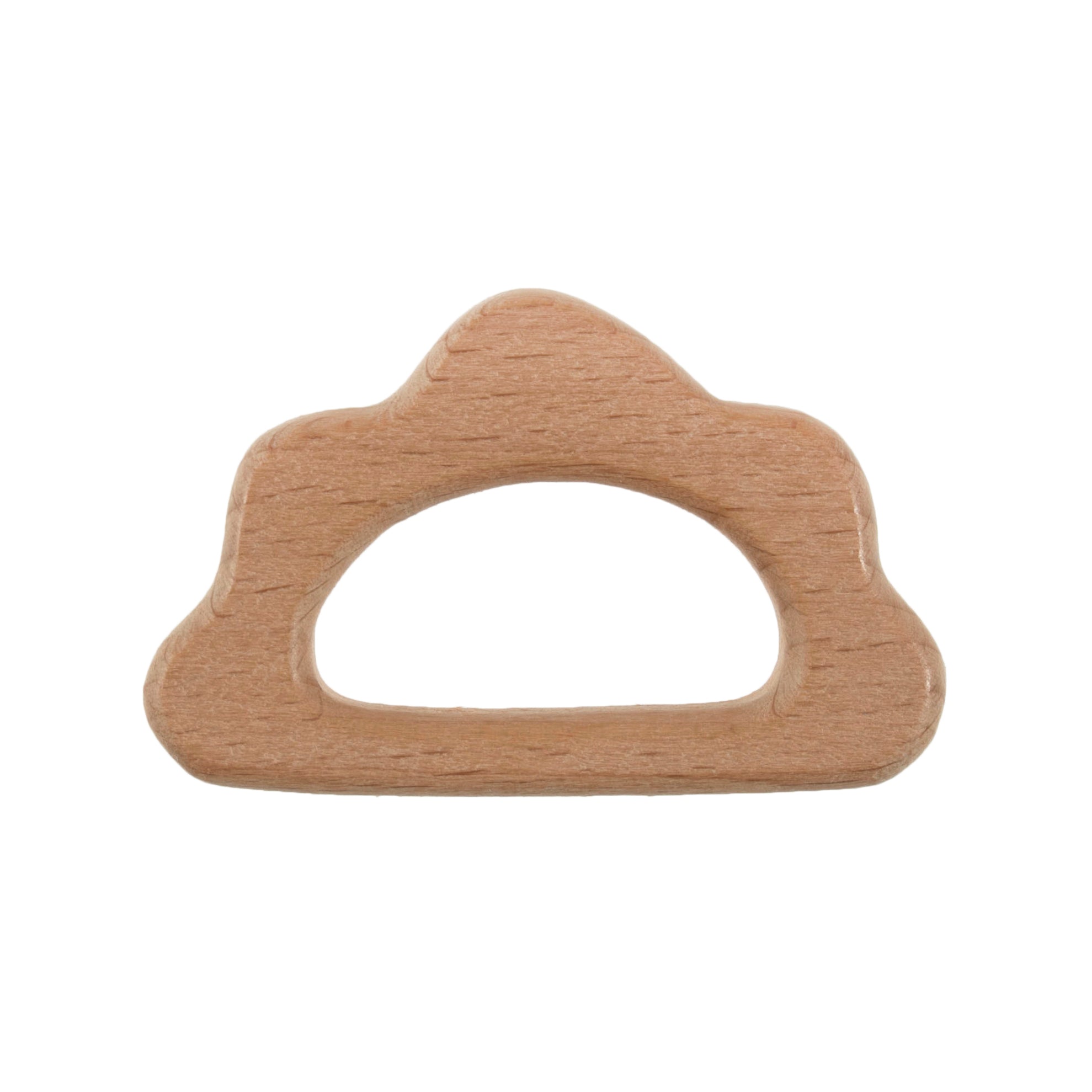A smooth, cloud-shaped beech wood craft ring for macrame and crochet projects.