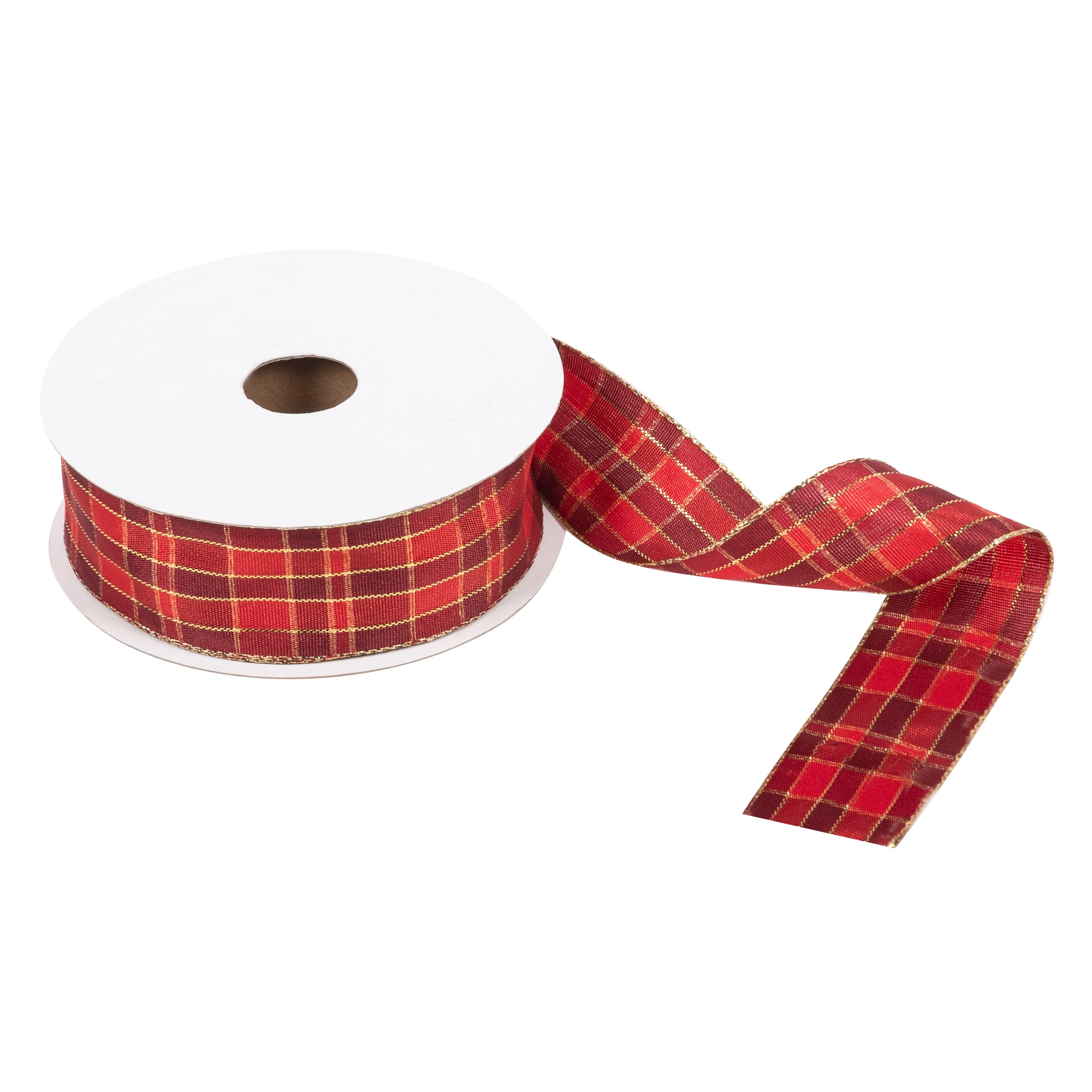 Trimits Christmas Tartan Wire Edge Ribbon – 1m x 38mm Polyester