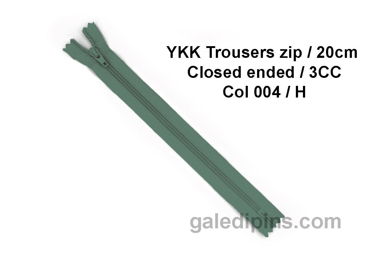 YKK Closed Ended Standard Coil 20cm Zip - SHADE CARD F to J - Galedi Pins