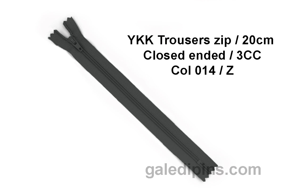 YKK Closed Ended Standard Coil 20cm Zip - SHADE CARD Z to AD - Galedi Pins