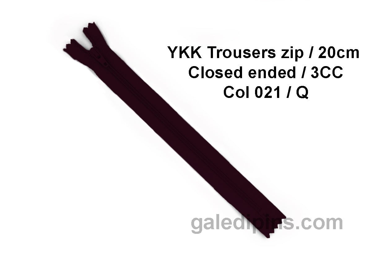YKK Closed Ended Standard Coil 20cm Zip - SHADE CARD P to T - Galedi Pins