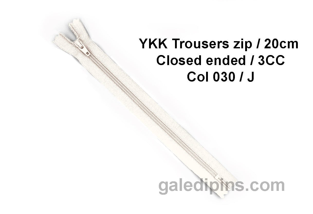 YKK Closed Ended Standard Coil 20cm Zip - SHADE CARD F to J - Galedi Pins