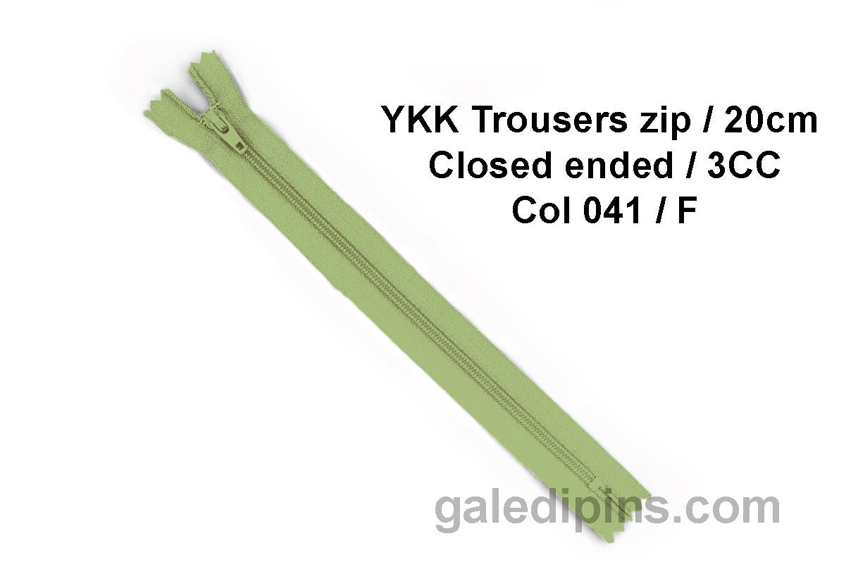 YKK Closed Ended Standard Coil 20cm Zip - SHADE CARD F to J - Galedi Pins