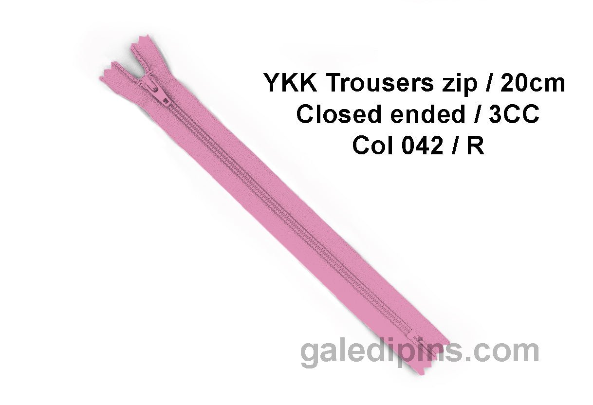 YKK Closed Ended Standard Coil 20cm Zip - SHADE CARD P to T - Galedi Pins