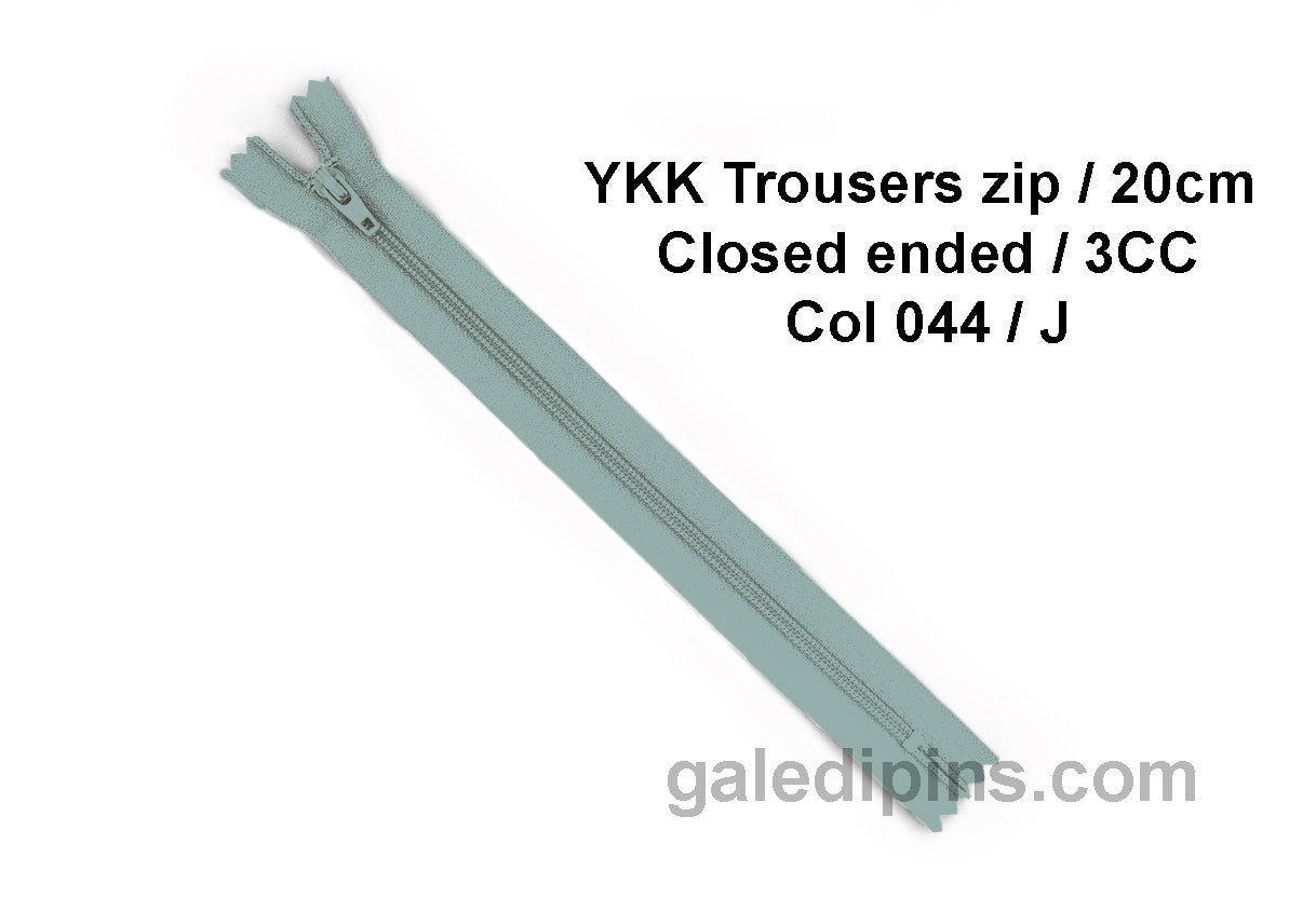 YKK Closed Ended Standard Coil 20cm Zip - SHADE CARD F to J - Galedi Pins