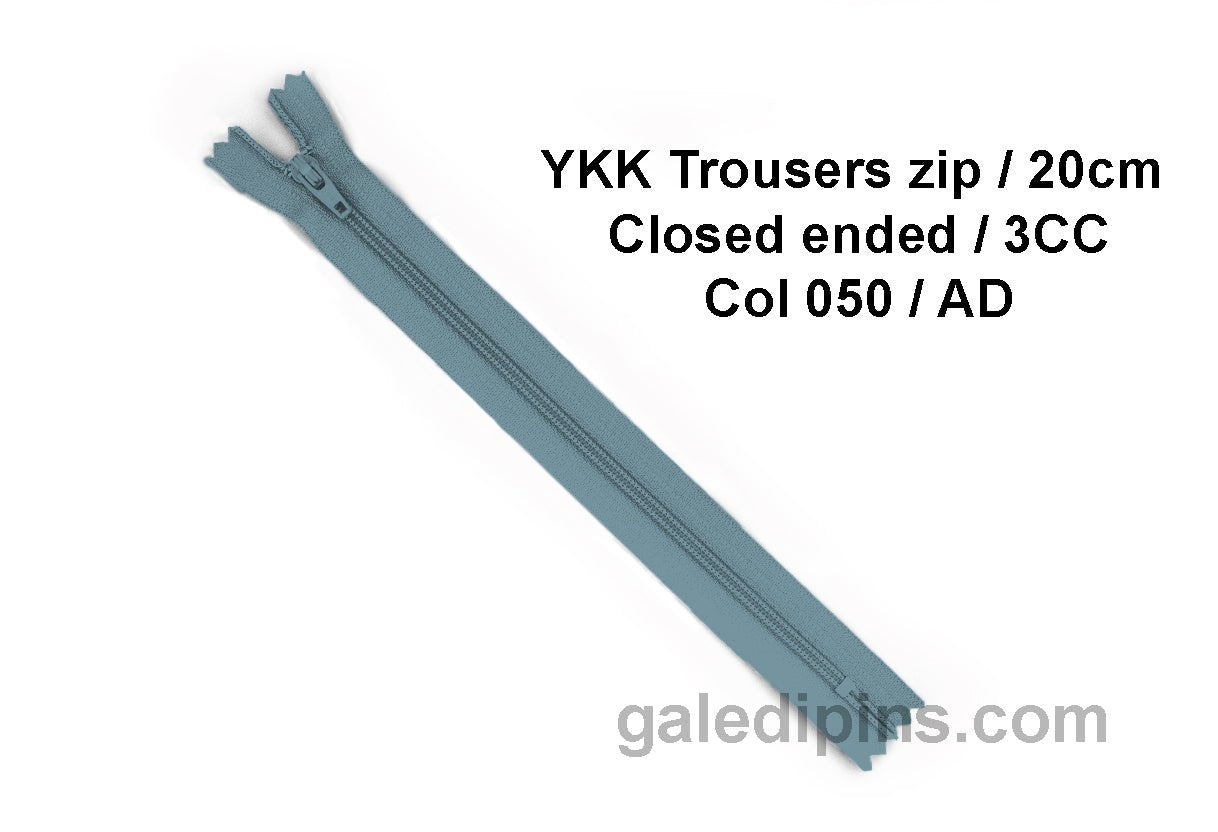 YKK Closed Ended Standard Coil 20cm Zip - SHADE CARD Z to AD - Galedi Pins