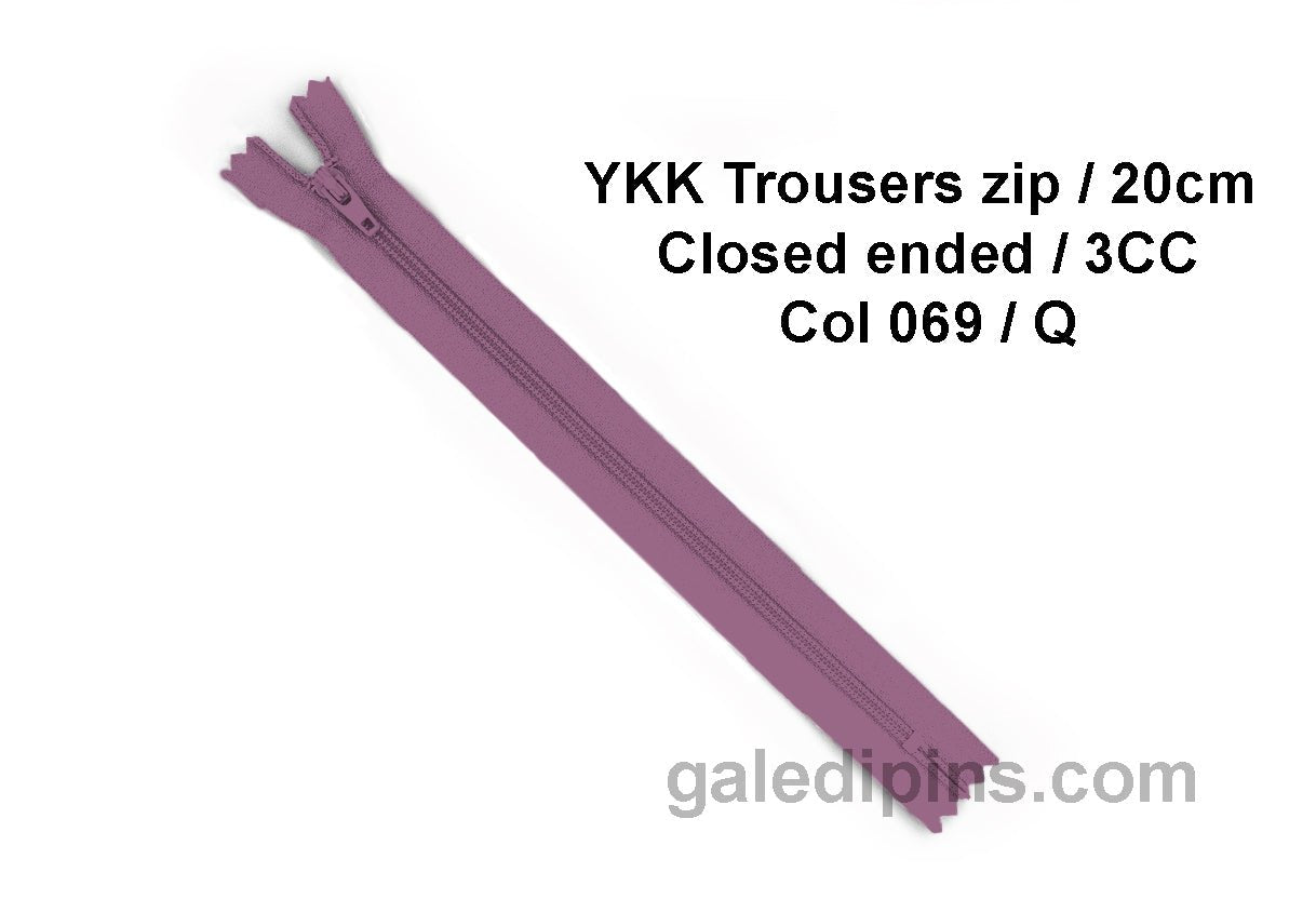 YKK Closed Ended Standard Coil 20cm Zip - SHADE CARD P to T - Galedi Pins
