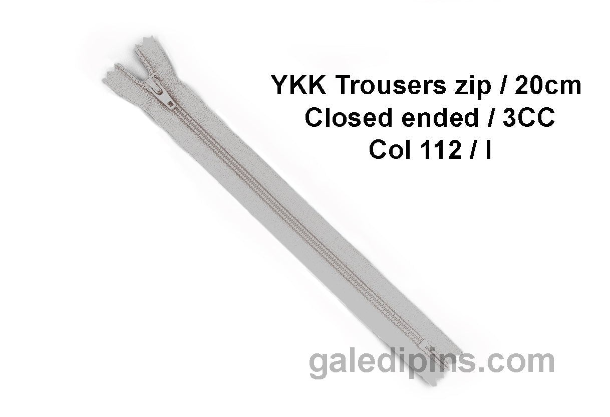 YKK Closed Ended Standard Coil 20cm Zip - SHADE CARD F to J - Galedi Pins