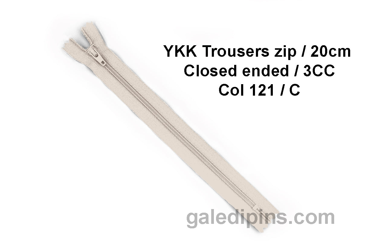 YKK Closed Ended Standard Coil 20cm Zip - SHADE CARD A - E - Galedi Pins