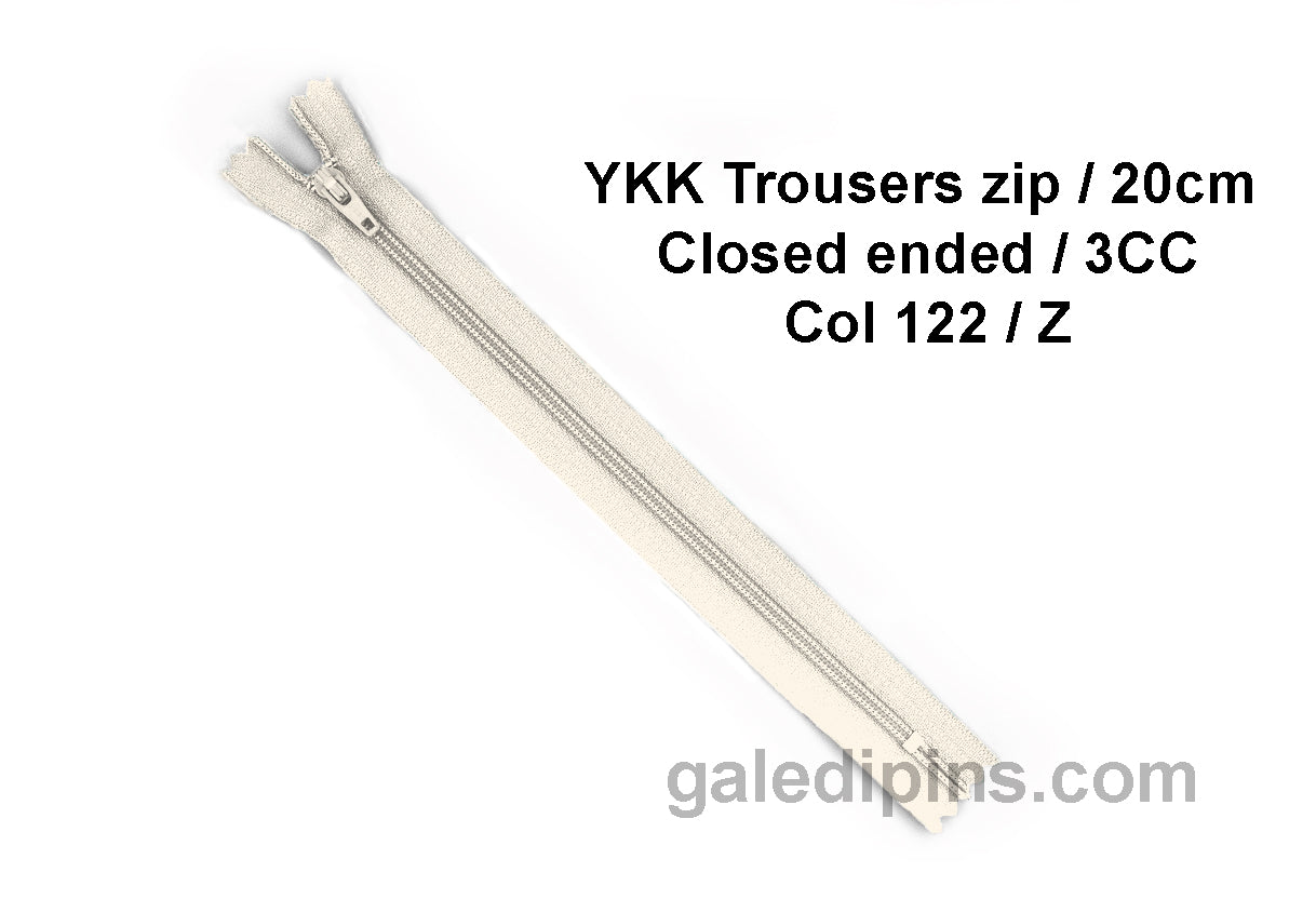 YKK Closed Ended Standard Coil 20cm Zip - SHADE CARD Z to AD - Galedi Pins