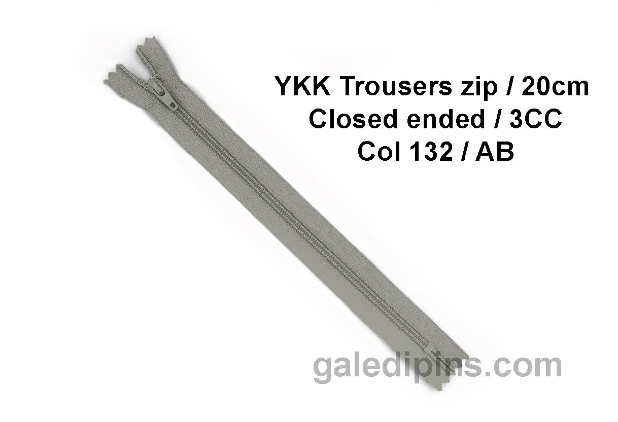 YKK Closed Ended Standard Coil 20cm Zip - SHADE CARD Z to AD - Galedi Pins
