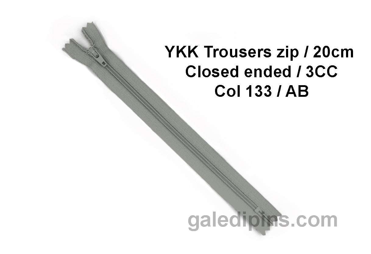 YKK Closed Ended Standard Coil 20cm Zip - SHADE CARD Z to AD - Galedi Pins