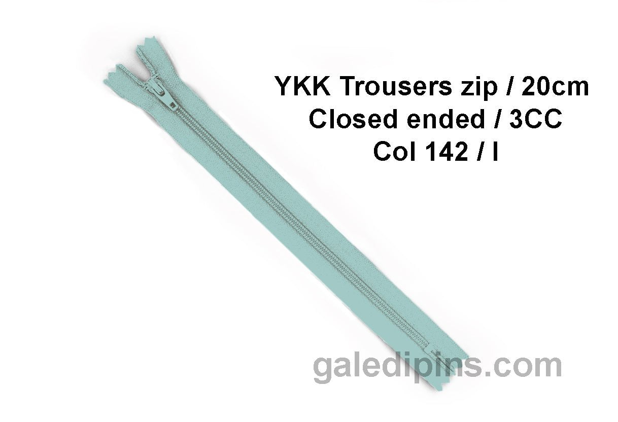 YKK Closed Ended Standard Coil 20cm Zip - SHADE CARD F to J - Galedi Pins