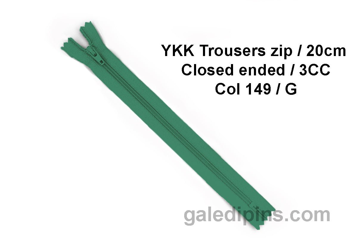 YKK Closed Ended Standard Coil 20cm Zip - SHADE CARD F to J - Galedi Pins