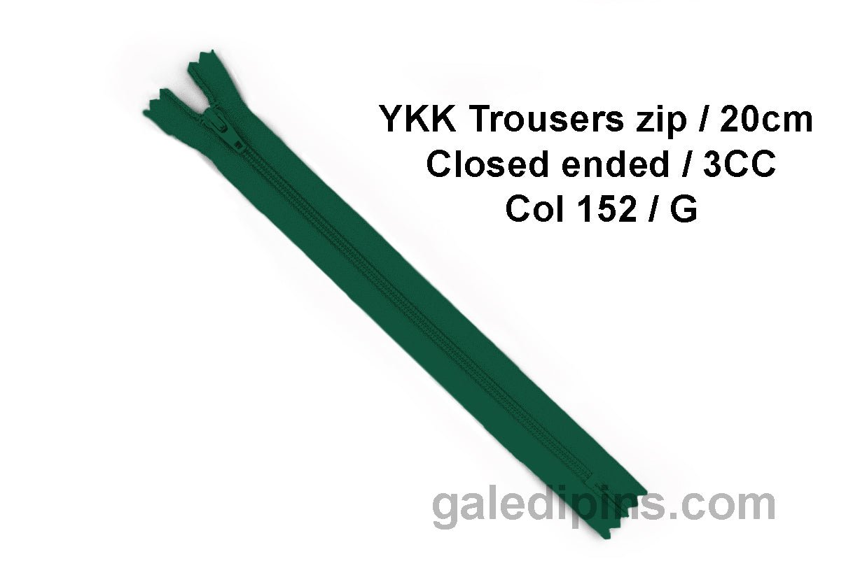 YKK Closed Ended Standard Coil 20cm Zip - SHADE CARD F to J - Galedi Pins