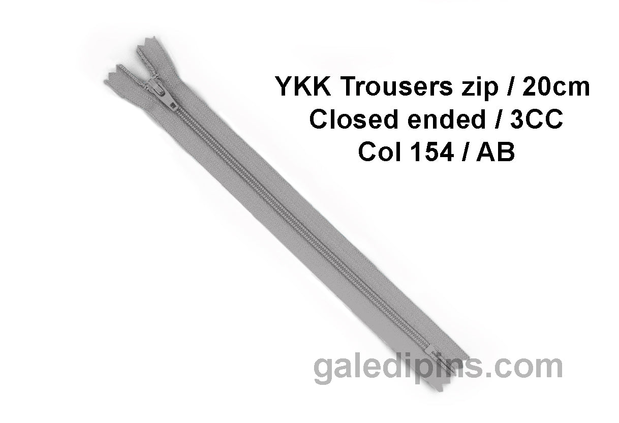 YKK Closed Ended Standard Coil 20cm Zip - SHADE CARD Z to AD - Galedi Pins