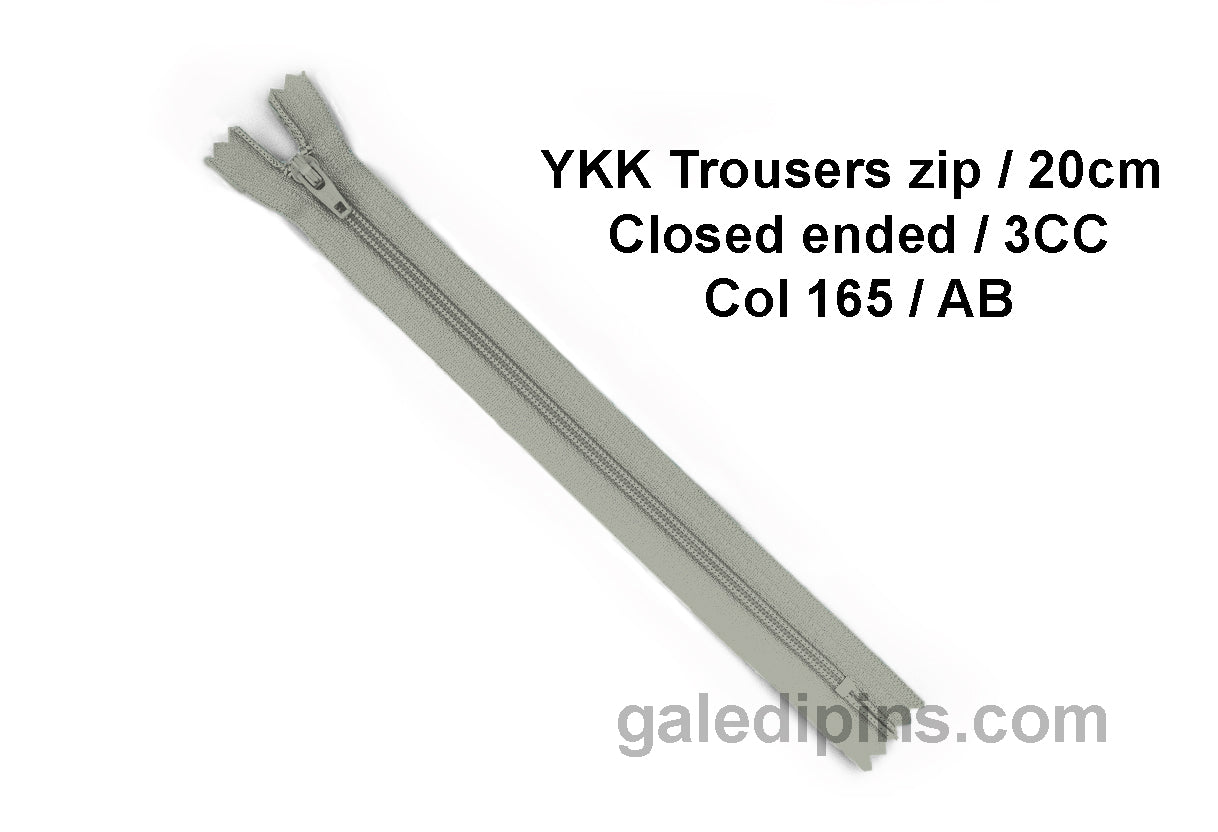 YKK Closed Ended Standard Coil 20cm Zip - SHADE CARD Z to AD - Galedi Pins