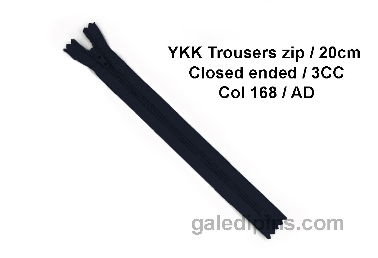 YKK Closed Ended Standard Coil 20cm Zip - SHADE CARD Z to AD - Galedi Pins