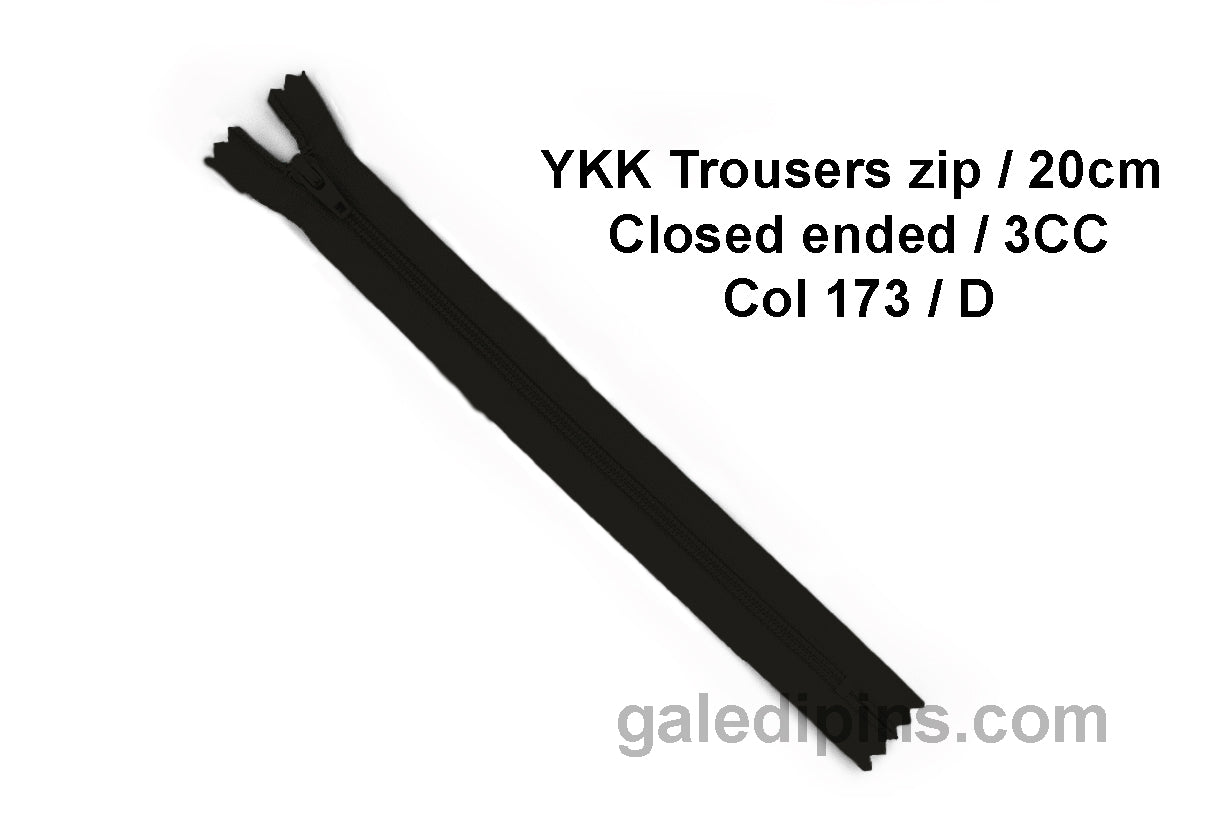 YKK Closed Ended Standard Coil 20cm Zip - SHADE CARD A - E - Galedi Pins