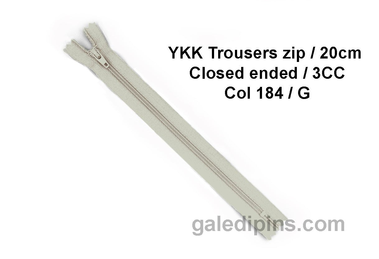 YKK Closed Ended Standard Coil 20cm Zip - SHADE CARD F to J - Galedi Pins