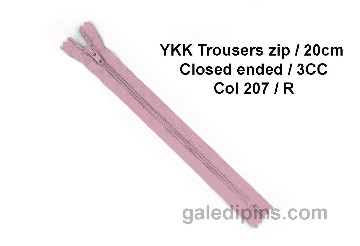 YKK Closed Ended Standard Coil 20cm Zip - SHADE CARD P to T - Galedi Pins