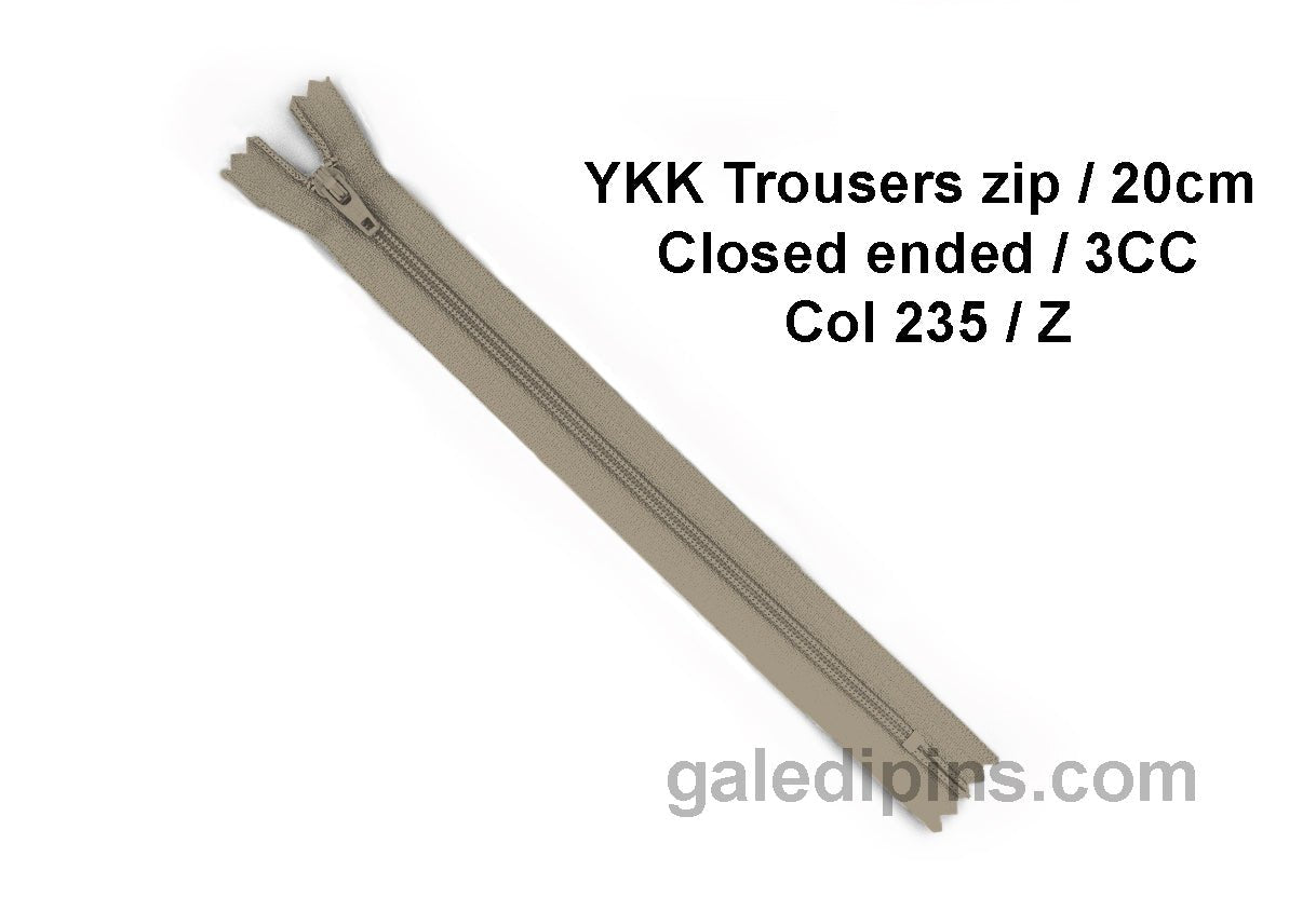 YKK Closed Ended Standard Coil 20cm Zip - SHADE CARD Z to AD - Galedi Pins