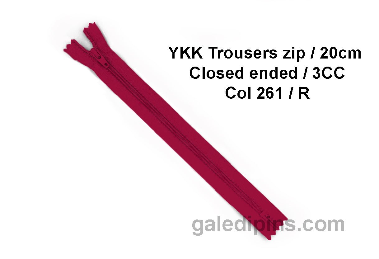 YKK Closed Ended Standard Coil 20cm Zip - SHADE CARD P to T - Galedi Pins