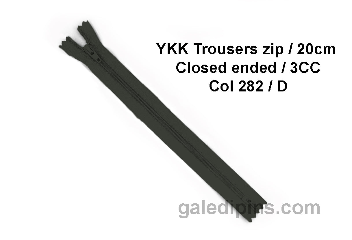 YKK Closed Ended Standard Coil 20cm Zip - SHADE CARD A - E - Galedi Pins