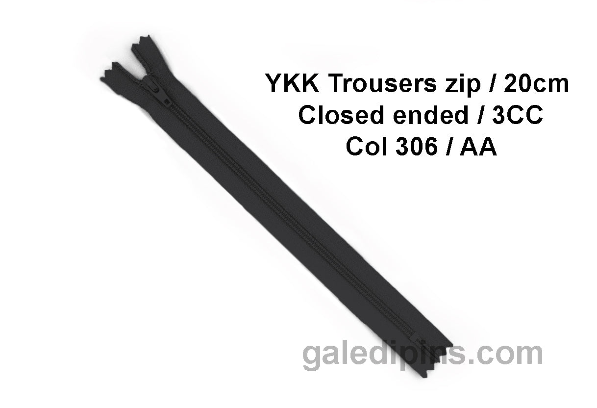 YKK Closed Ended Standard Coil 20cm Zip - SHADE CARD Z to AD - Galedi Pins