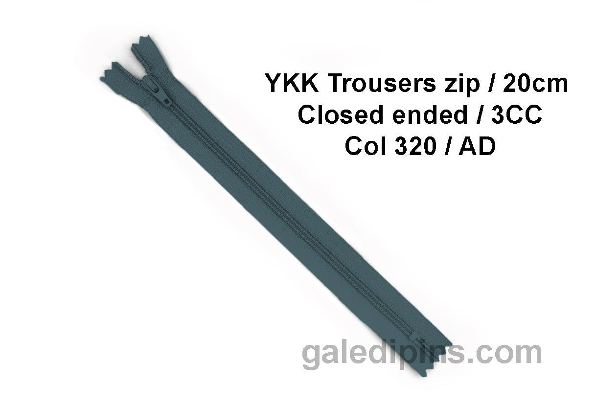 YKK Closed Ended Standard Coil 20cm Zip - SHADE CARD Z to AD - Galedi Pins